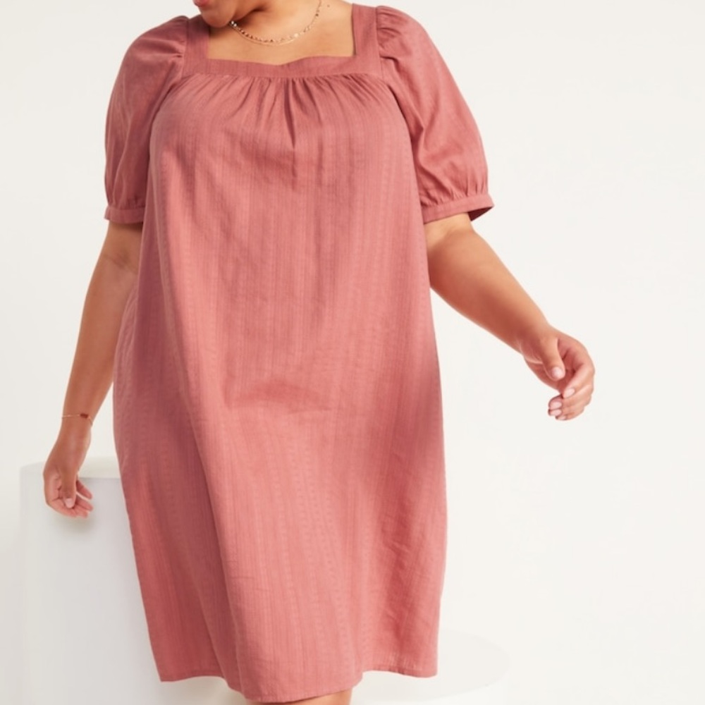 NWT Old Navy Dusty Red Puff Sleeve Mini Swing Dress